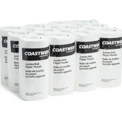 Coastwide Professional Jumbo Kitchen Rolls Paper Towel, 2-Ply, White, 250 Sheets/Roll, 12 Rolls/Carton (CW21806)