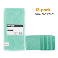 Coastwide Professional™ Microfiber Wipers, Green, 12/Pack (CW52878)