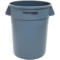 Coastwide Professional™ Plastic Trash Can with no Lid, Gray, 32 Gal. (CW50716)