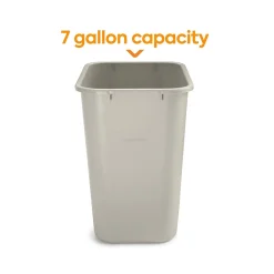 Coastwide Professional™ Plastic Trash Can, 7 Gallon, Beige (CW56430)
