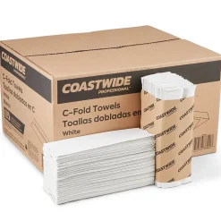 Coastwide Professional™ Recycled C-Fold Paper Towels, 1-Ply, 150 Sheets/Pack, 2400 Sheets/Carton (CW25383)