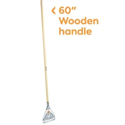 Coastwide Professional™60" Side Gate Wood Wet Mop Handle, Galvanized Metal Head (CW58007)