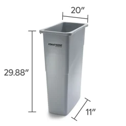 Coastwide Professional™ Slim Plastic Trash Can with no Lid, Gray, 23 Gal. (CW50717)