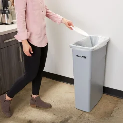 Coastwide Professional™ Slim Plastic Trash Can with no Lid, Gray, 23 Gal. (CW50717)