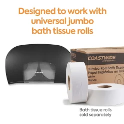 Coastwide Professional™ Twin Jumbo Roll Toilet Paper Dispenser, Black (CW60831)