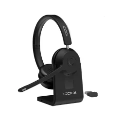 CODi Claro Bluetooth + Wireless Stereo Headset w/ Integrated AI-Powered ENC Microphone, Black (A04619)