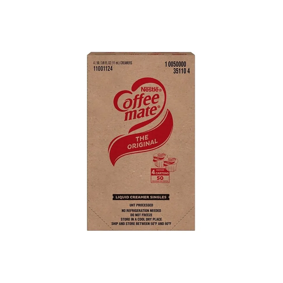 Coffee mate Original Lactose Free Liquid Creamer, 0.38 fl. oz., 50/Dispenser, 4 Dispensers/Carton (NES35110)