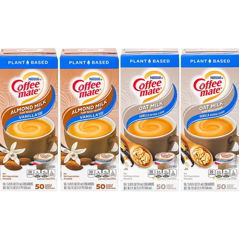 Coffee Mate Vanilla Almond Milk & Oat Milk Variety Pack, 200 Count, 4/Pack (600-00772)