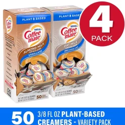 Coffee Mate Vanilla Almond Milk & Oat Milk Variety Pack, 200 Count, 4/Pack (600-00772)