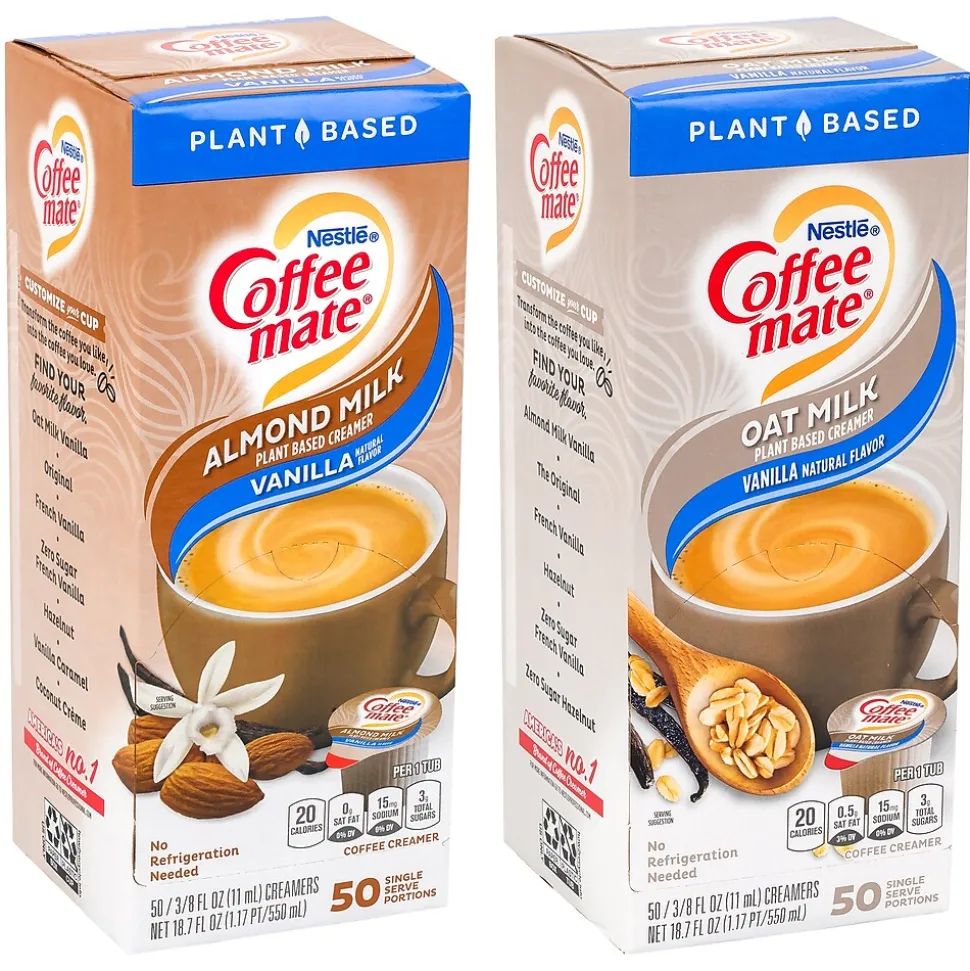 Coffee Mate Vanilla Almond Milk & Oat Milk Variety Pack, 200 Count, 4/Pack (600-00772)