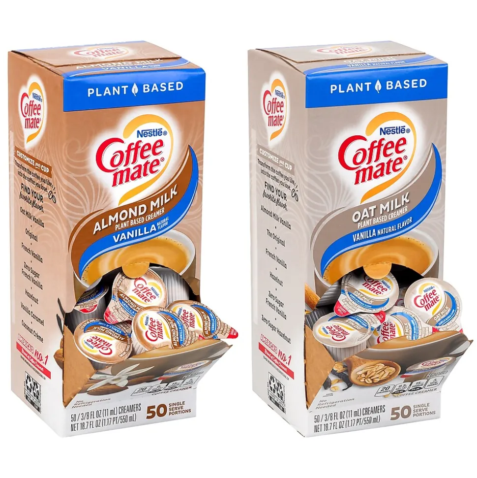 Coffee Mate Vanilla Almond Milk & Oat Milk Variety Pack, 200 Count, 4/Pack (600-00772)