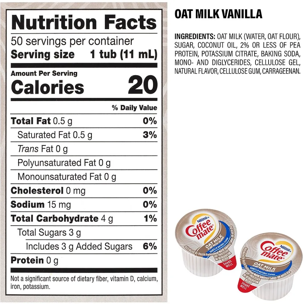 Coffee Mate Vanilla Almond Milk & Oat Milk Variety Pack, 200 Count, 4/Pack (600-00772)