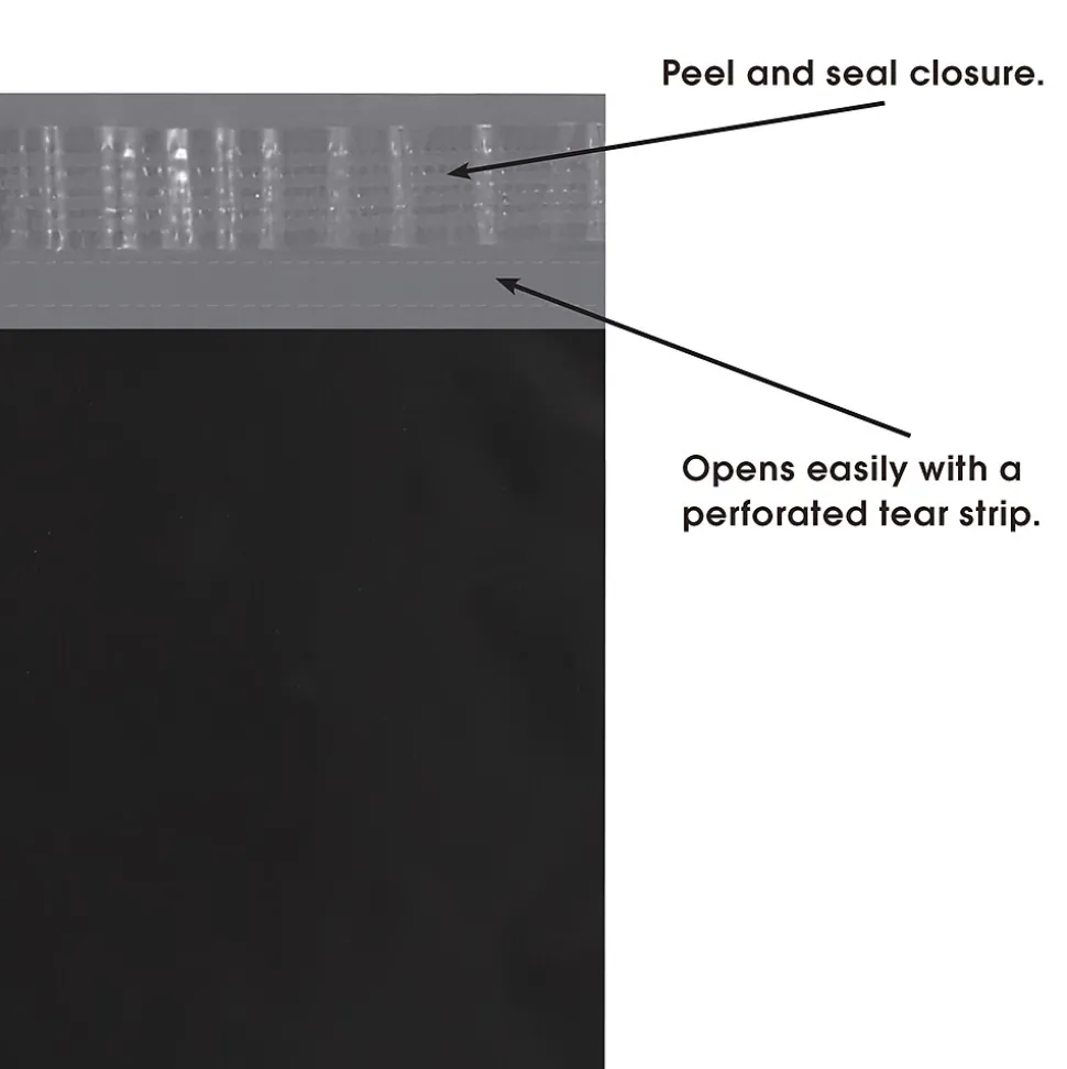 Colored Poly Mailers, Black, 12" x 15-1/2", 100/Case