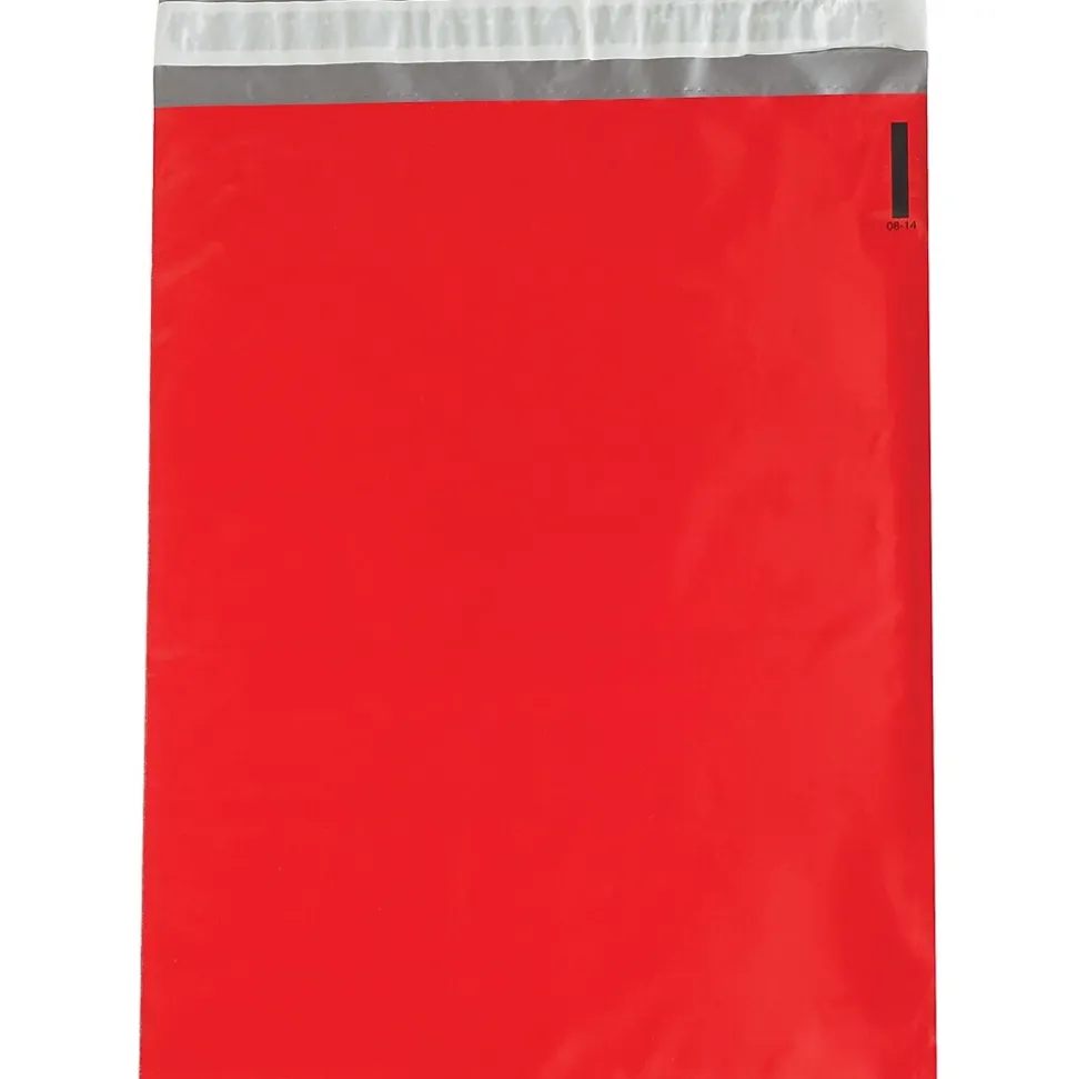 Colored Poly Mailers, Red, 12" x 15-1/2", 100/Case