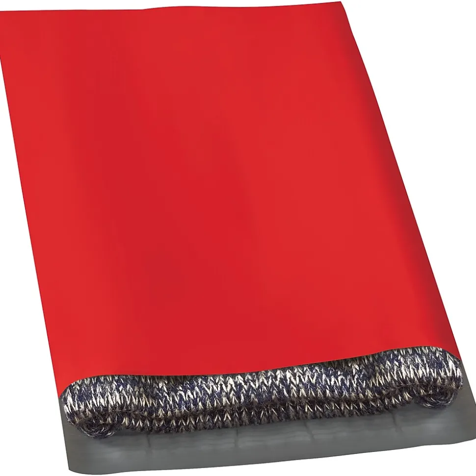 Colored Poly Mailers, Red, 12" x 15-1/2", 100/Case
