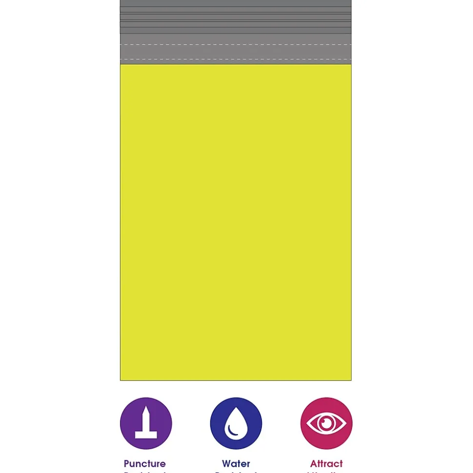 Colored Poly Mailers, Yellow, 12" x 15-1/2", 100/Case