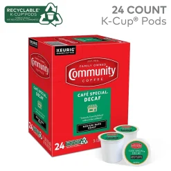 Community Coffee Cafe Special Decaf Coffee Keurig® K-Cup® Pods, Medium Dark Roast, 24/Box (5000374327)