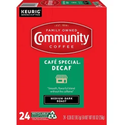 Community Coffee Cafe Special Decaf Coffee Keurig® K-Cup® Pods, Medium Dark Roast, 24/Box (5000374327)