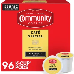 Community Coffee Cafe Special Coffee, Keurig K-Cup Pod, Medium-Dark Roast, 96/Carton (5000374325CT)