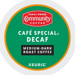 Community Coffee Cafe Special Decaf Coffee, Keurig K-Cup Pod, Medium-Dark Roast, 96/Carton (5000374327CT)