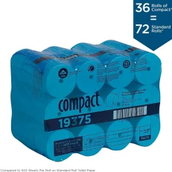 Compact Recycled Coreless Toilet Paper, 2-Ply, White, 1000 Sheets/Roll, 36 Rolls/Carton (19375)