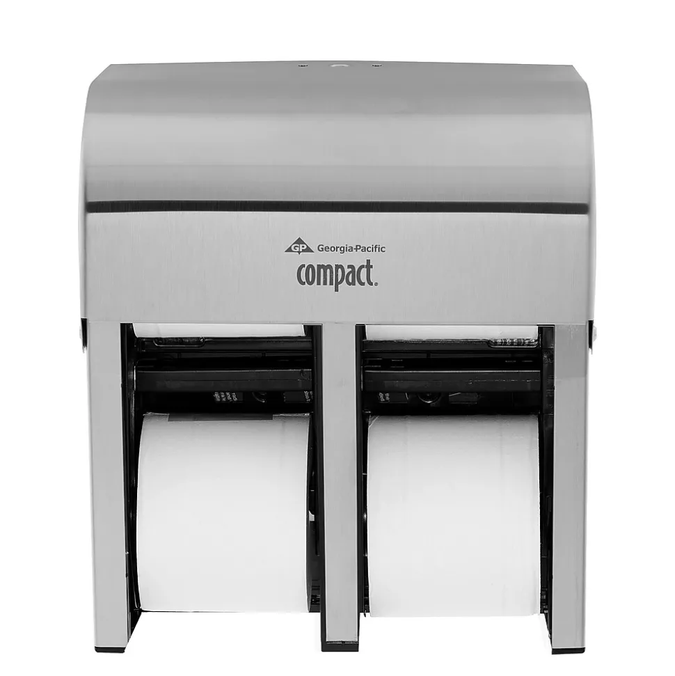 Compact 4-Roll Quad Coreless Toilet Paper Dispenser by GP PRO, Stainless Steel (56748)