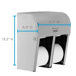 Compact 4-Roll Quad Coreless Toilet Paper Dispenser by GP PRO, Stainless Steel (56748)