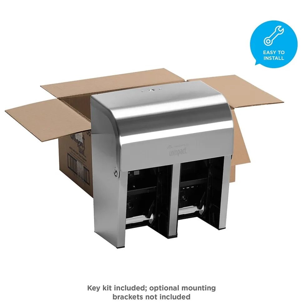 Compact 4-Roll Quad Coreless Toilet Paper Dispenser by GP PRO, Stainless Steel (56748)