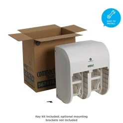Compact 4-Roll Quad Coreless Toilet Paper Dispenser by GP PRO, White (56747A)