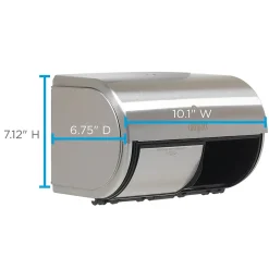 Compact 2-Roll Side-by-Side Coreless Toilet Paper Dispenser by GP PRO, Stainless (56798)