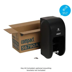 Compact® 2-Roll Vertical Coreless Toilet Paper Dispenser by GP PRO, Black (56790A)