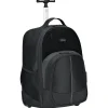 Compact Rolling Backpack, 19 1/3" x 7 1/2" x 13 4/10", Polyester, Black