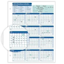 ComplyRight 2025 Attendance Calendar Set, 100 Forms/Pack (A1411W16PK100)