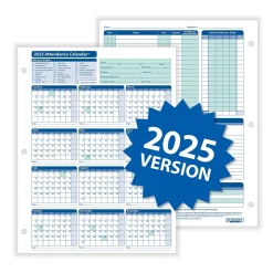 ComplyRight 2025 Attendance Calendar Set, 50 Forms/Pack (A1411W16PK50)