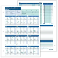 ComplyRight 2025 Attendance Calendar Set, 25 Forms/Pack (A1411W16PK25)