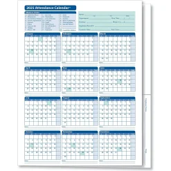 ComplyRight 2025 Attendance Calendar File Folder, 25 Forms/Pack (A3050)