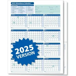 ComplyRight 2025 Attendance Calendar File Folder, 25 Forms/Pack (A3050)