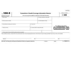 ComplyRight 2024 1094-B Tax Form, 1-Part, White/Black, 50/Pack (1094BT50)