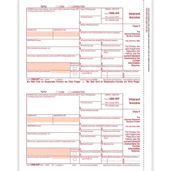 ComplyRight 2024 1099-INT Tax Form, 1-Part, 2-Up, Copy A, 50/Pack (512050)