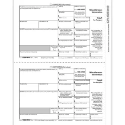 ComplyRight 2024 1099-MISC Tax Form, 1-Part, 2-Up, Recipient Copy B, 50/Pack (511150)