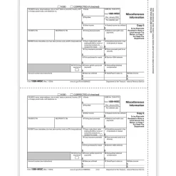 ComplyRight 2024 1099-MISC Tax Form, 1-Part, 2-Up, Payer Copy C, 50/Pack (511250)