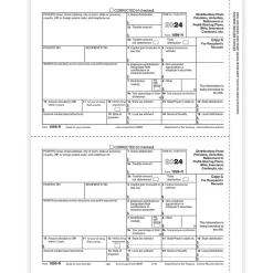 ComplyRight 2024 1099-R Tax Form, 1-Part, 2-Up, Recipient Copy C, 50/Pack (514250)