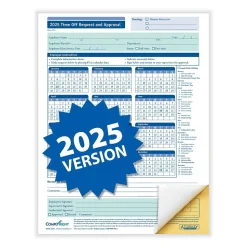 ComplyRight 2025 Time Off Request and Approval Form, 2-Part, 50 Forms/Pack (A0030)