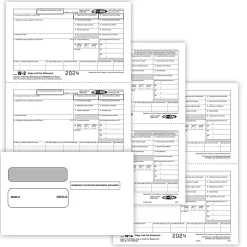 ComplyRight 2024 W-2 Tax Form Envelopes/Recipient Copy Only, 3-Part, 2-Up, Copy B, C/2, D/1, 25/Pack (5647E25)
