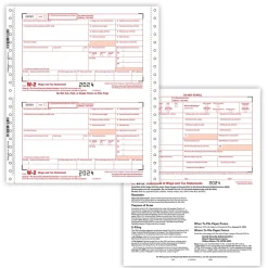 ComplyRight 2024 W-2 Tax Form, 6-Part, 2-Up, Employer Copy A, 1/D, B, C, 2, 1/D, 25/Pack (9811625)