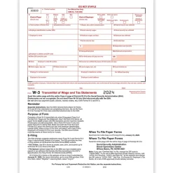 ComplyRight 2024 W-3 Tax Form, 1-Part, Transmittal, 10/Pack (520010)