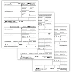ComplyRight 2024 W-2 Tax Form, 5-Part, 2-Up, Copy B, C/2, D/1, 25/Pack (564825)
