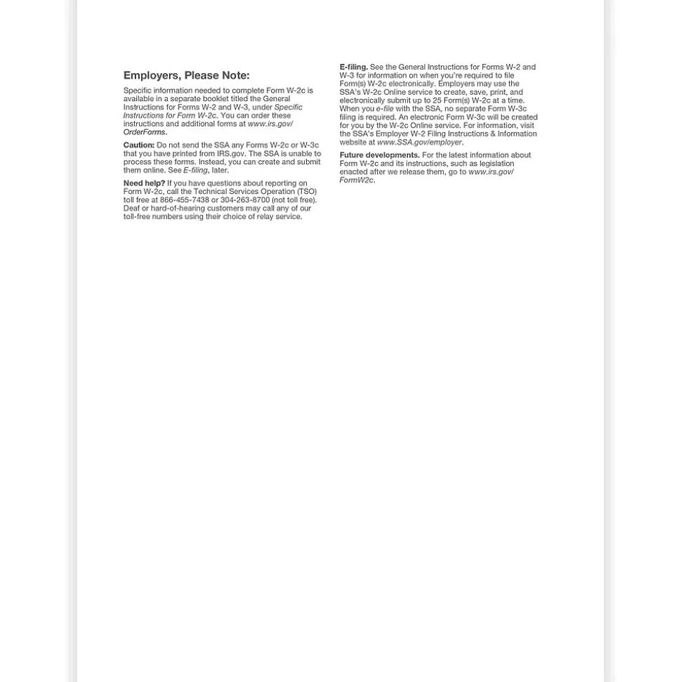 ComplyRight 2024 W-2C Tax Form, 1-Part, Copy 1/D, 50/Pack (531550)