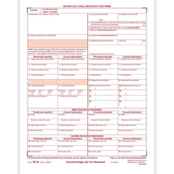 ComplyRight 2024 W-2C Tax Form, 1-Part, Federal Copy A, 50/Pack (531350)