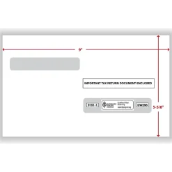 ComplyRight Double Window Envelope, 5.63" x 9", White/Black, 100/Pack (91911)